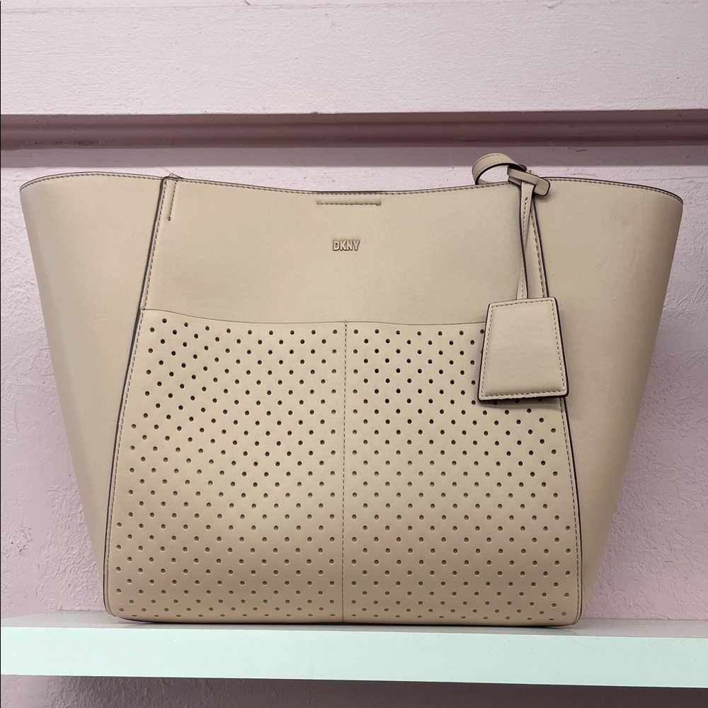 DKNY Tan Perforated Tote